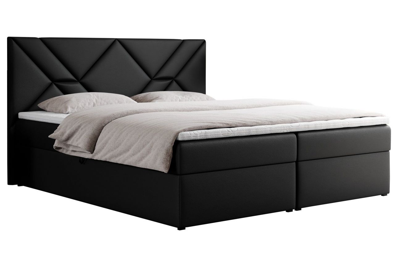 Łóżko kontynentalne NEOMI 120x200 - H3 - czarny, ekoskóra