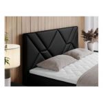 Łóżko kontynentalne NEOMI 140x200 - H3 - czarny, ekoskóra