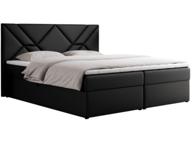 Łóżko kontynentalne NEOMI 200x200 - H3 - czarny, ekoskóra