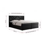 Łóżko kontynentalne NEOMI 200x200 - H3 - czarny, ekoskóra