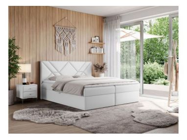 Łóżko kontynentalne NEOMI 140x200 - H3 - biały, ekoskóra