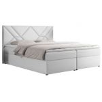 Łóżko kontynentalne NEOMI 140x200 - H3 - biały, ekoskóra