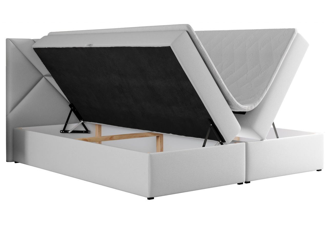 Łóżko kontynentalne NEOMI 160x200 - H3 - biały, ekoskóra