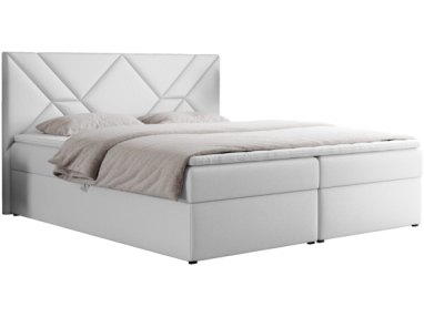 Łóżko kontynentalne NEOMI 180x200 - H3 - biały, ekoskóra