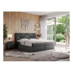 Łóżko kontynentalne NEOMI 140x200 - H3 - szary, ekoskóra