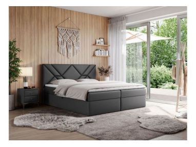 Łóżko kontynentalne NEOMI 200x200 - H3 - szary, ekoskóra