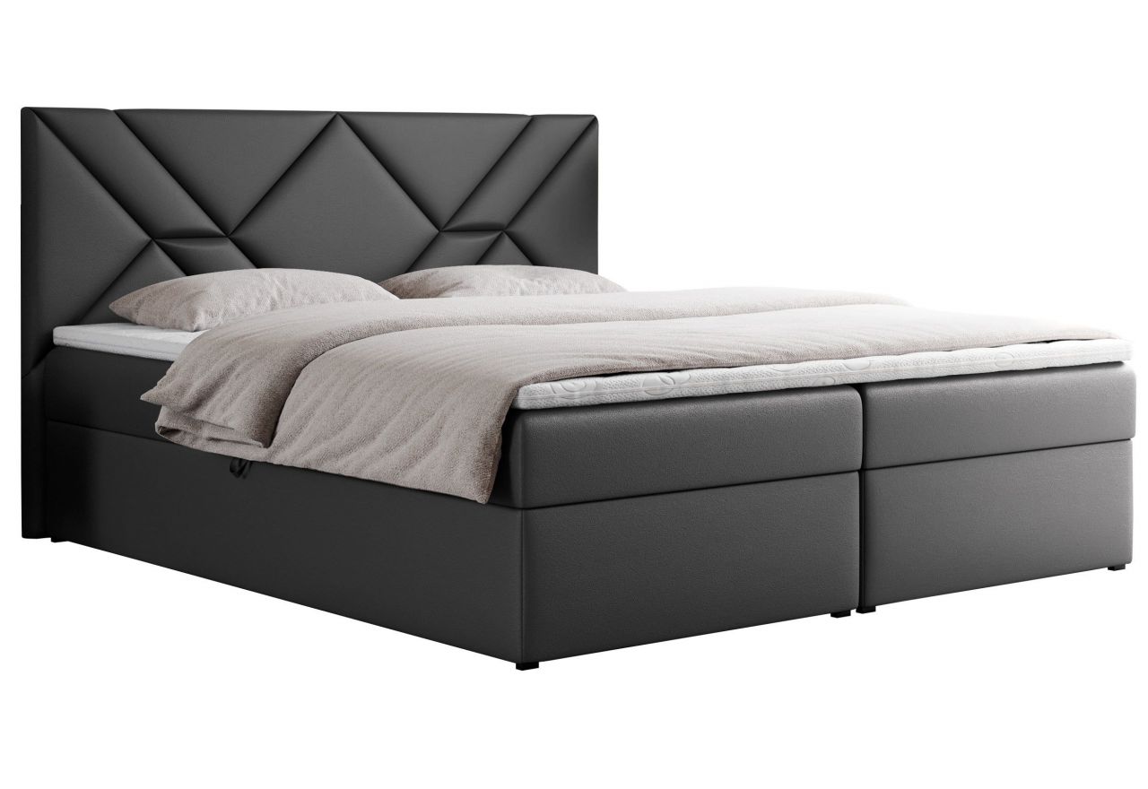 Łóżko kontynentalne NEOMI 200x200 - H3 - szary, ekoskóra