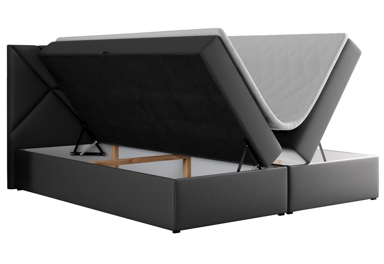 Łóżko kontynentalne NEOMI 200x200 - H3 - szary, ekoskóra