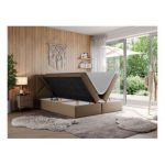 Łóżko kontynentalne NEOMI 140x200 - H3 - brązowy, ekoskóra