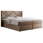 Łóżko kontynentalne NEOMI 180x200 - H3 - brązowy, ekoskóra