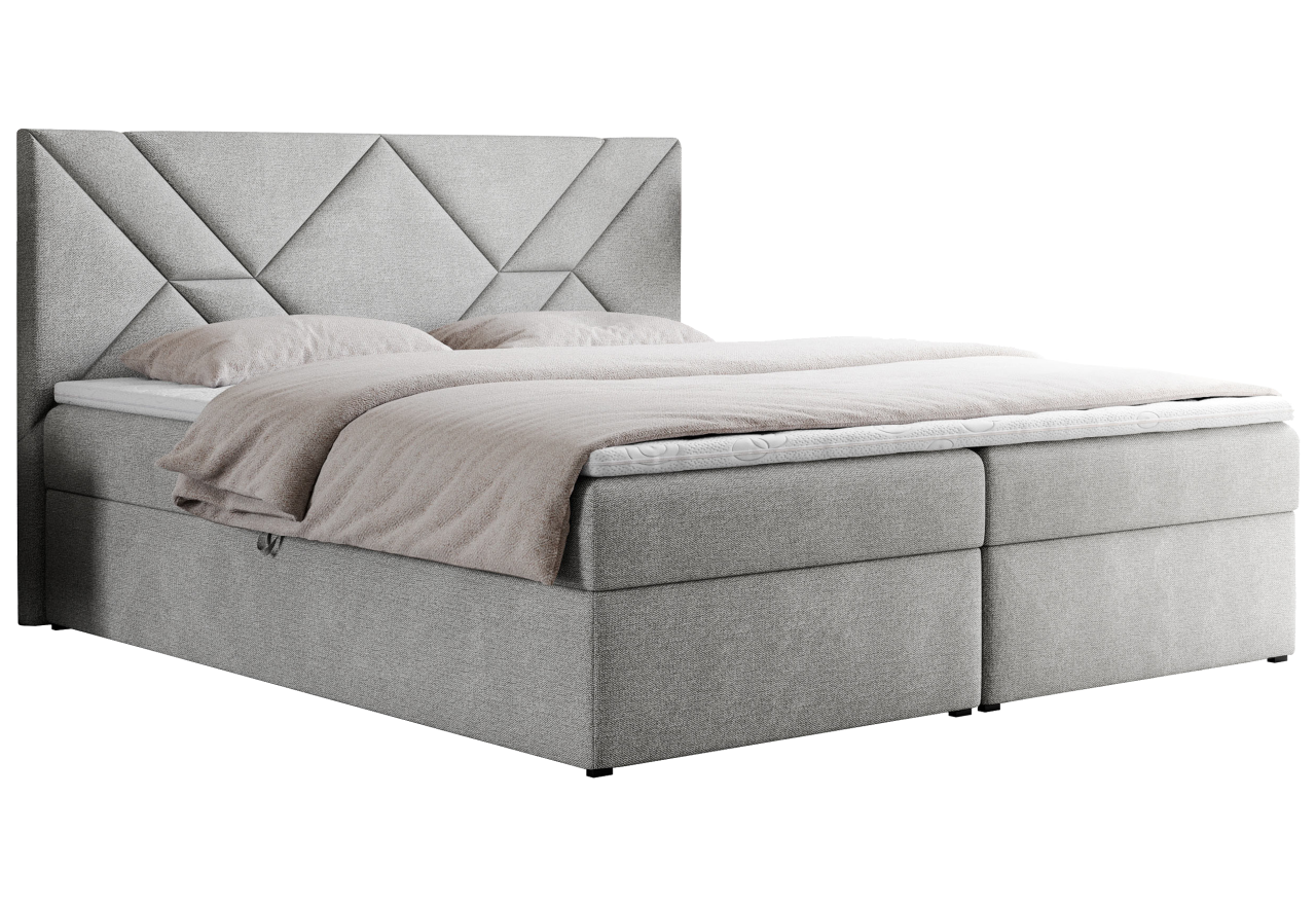 Łóżko kontynentalne NEOMI 140x200 - H4 - jasnoszary, struktura