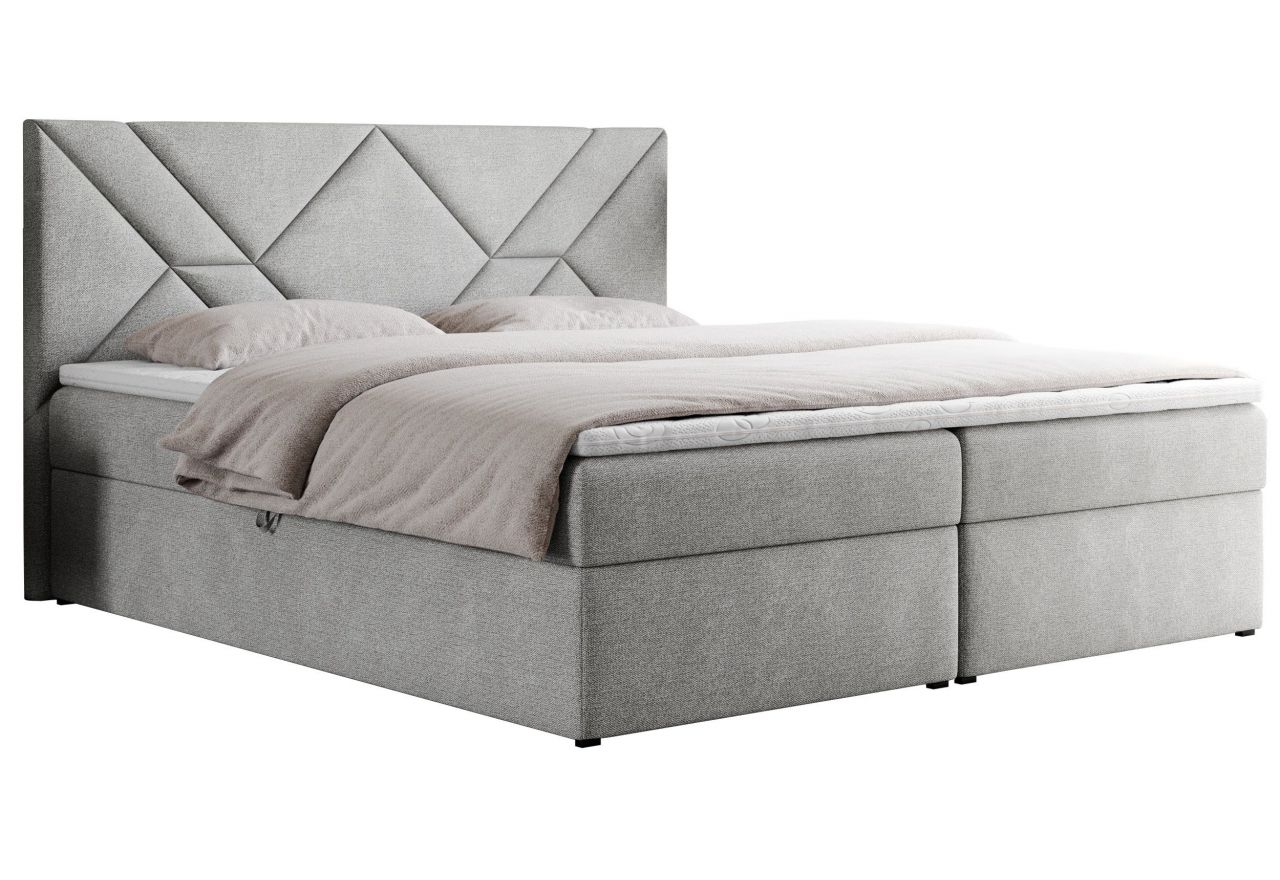 Łóżko kontynentalne NEOMI 200x200 - H4 - jasnoszary, struktura