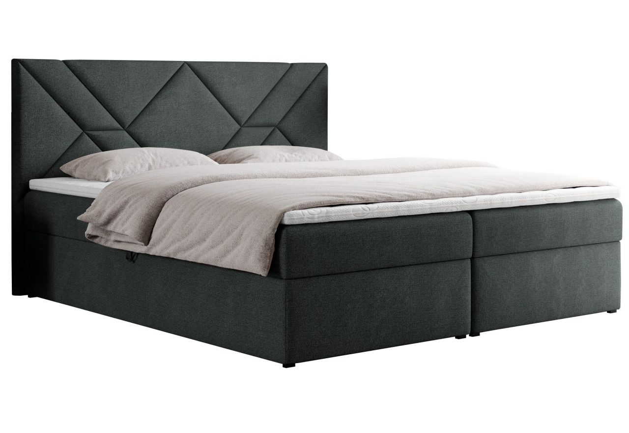 Łóżko kontynentalne NEOMI 200x200 - H4 - ciemnoszary, struktura