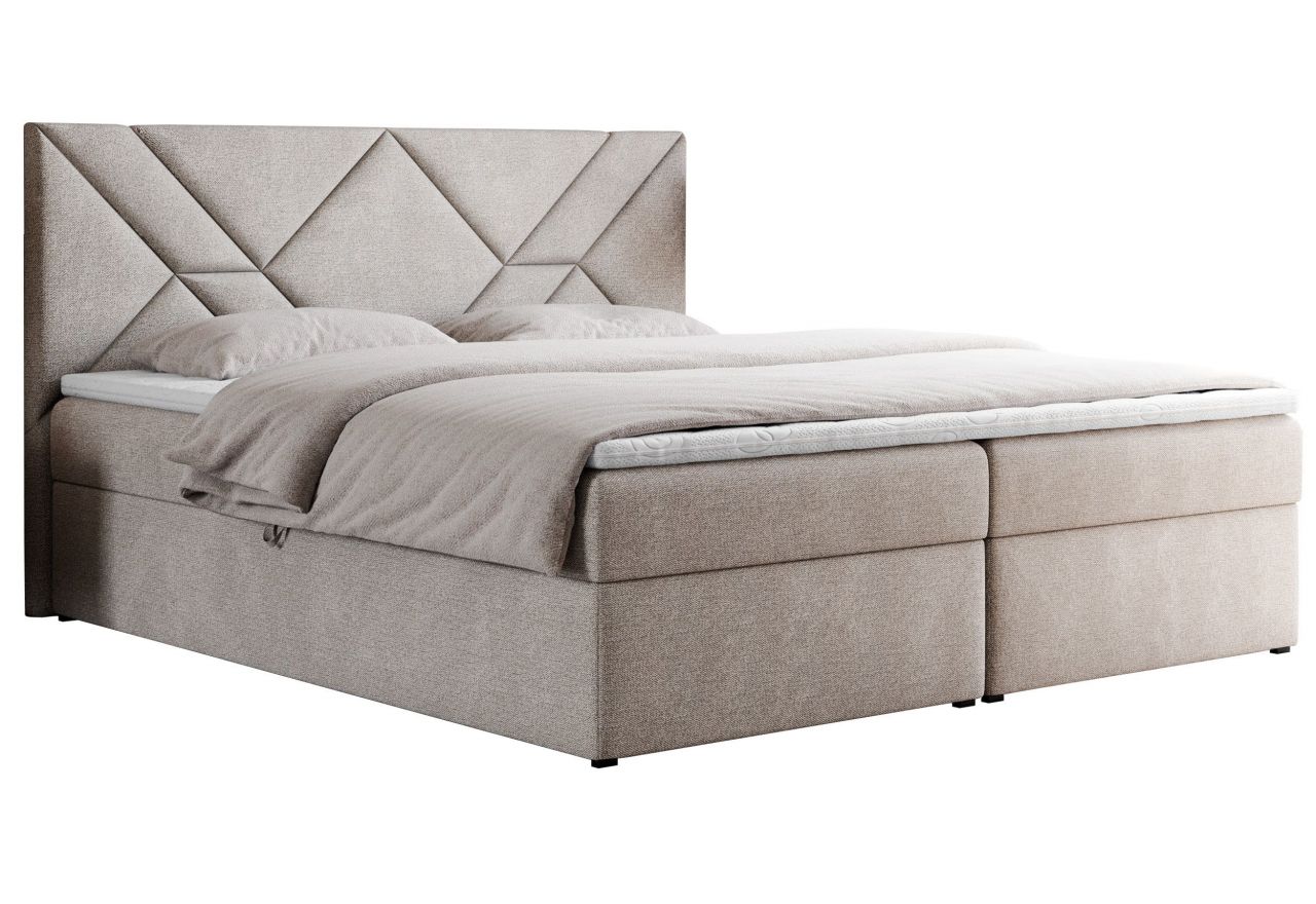 Łóżko kontynentalne NEOMI 140x200 - H4 - beżowy, struktura