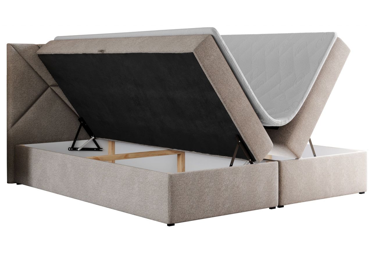 Łóżko kontynentalne NEOMI 140x200 - H4 - beżowy, struktura