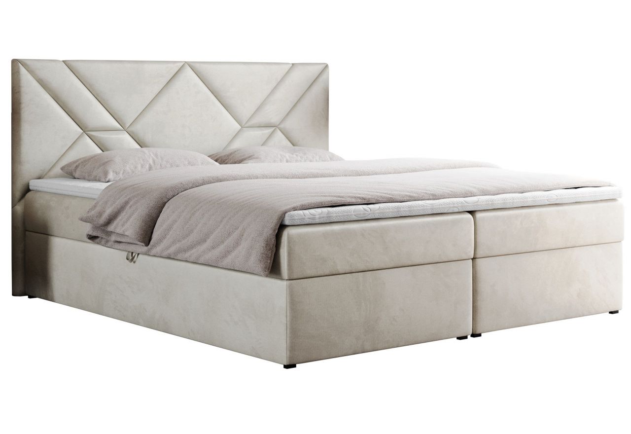 Łóżko kontynentalne NEOMI 120x200 - H4 - beżowy, welwet