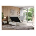 Łóżko kontynentalne NEOMI 160x200 - H4 - beżowy, welwet