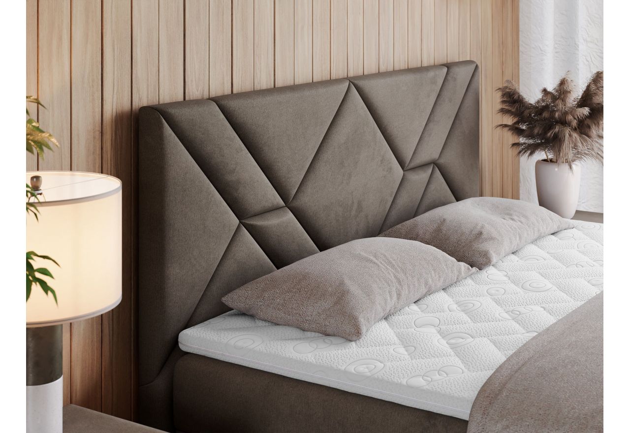 Łóżko kontynentalne NEOMI 160x200 - H4 - brązowy, welwet