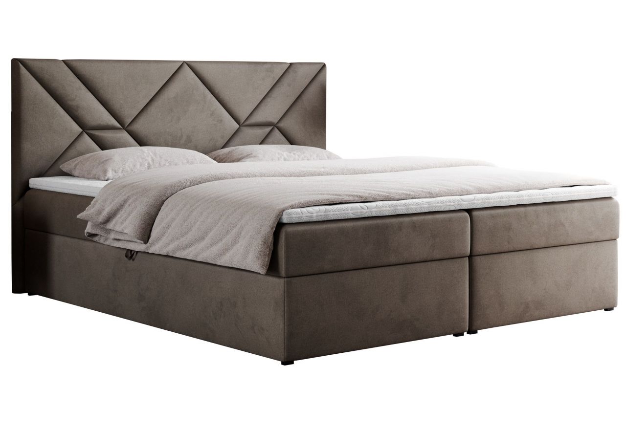 Łóżko kontynentalne NEOMI 180x200 - H4 - brązowy, welwet