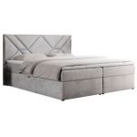 Łóżko kontynentalne NEOMI 180x200 - H4 - jasnoszary, welwet