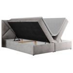 Łóżko kontynentalne NEOMI 200x200 - H4 - jasnoszary, welwet