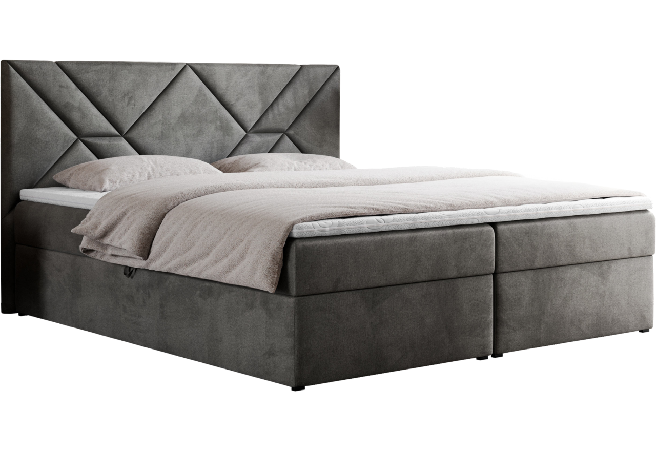 Łóżko kontynentalne NEOMI 140x200 - H4 - ciemnoszary, welwet