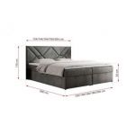 Łóżko kontynentalne NEOMI 160x200 - H4 - ciemnoszary, welwet