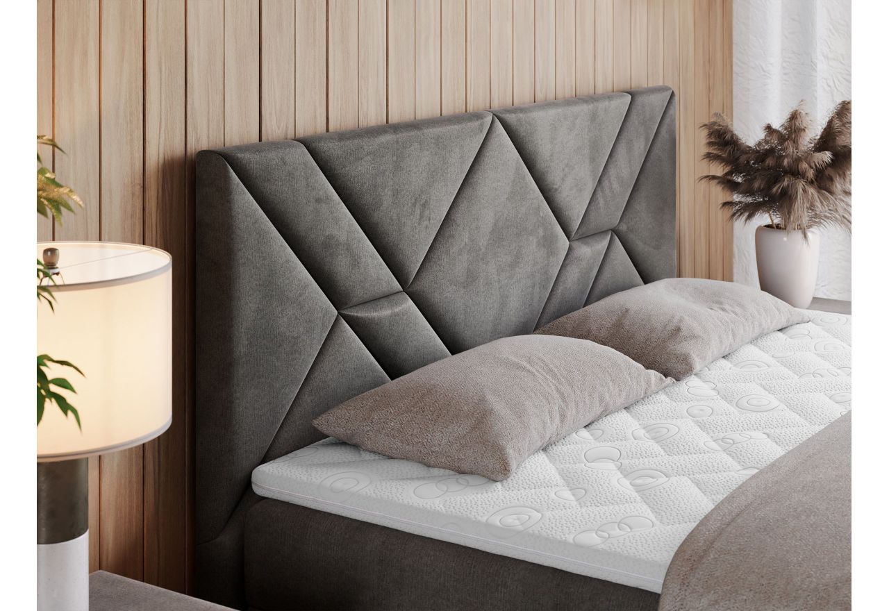 Łóżko kontynentalne NEOMI 160x200 - H4 - ciemnoszary, welwet