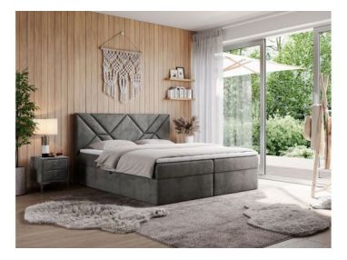 Łóżko kontynentalne NEOMI 180x200 - H4 - ciemnoszary, welwet