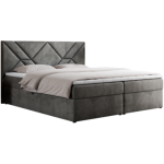 Łóżko kontynentalne NEOMI 200x200 - H4 - ciemnoszary, welwet