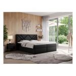 Łóżko kontynentalne NEOMI 120x200 - H4 - czarny, ekoskóra