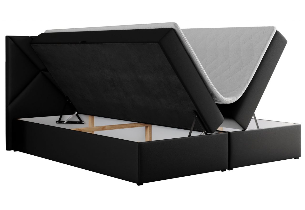 Łóżko kontynentalne NEOMI 200x200 - H4 - czarny, ekoskóra