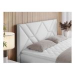 Łóżko kontynentalne NEOMI 200x200 - H4 - biały, ekoskóra