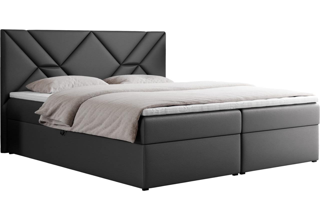 Łóżko kontynentalne NEOMI 140x200 - H4 - szary, ekoskóra