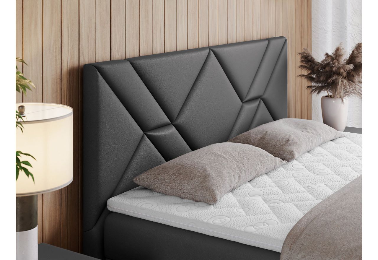 Łóżko kontynentalne NEOMI 160x200 - H4 - szary, ekoskóra