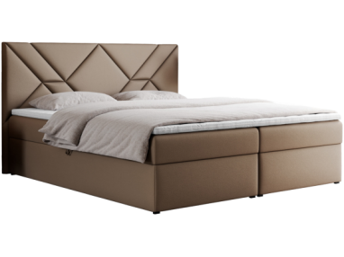 Łóżko kontynentalne NEOMI 120x200 - H4 - brązowy, ekoskóra