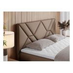 Łóżko kontynentalne NEOMI 120x200 - H4 - brązowy, ekoskóra