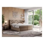 Łóżko kontynentalne NEOMI 160x200 - H4 - brązowy, ekoskóra