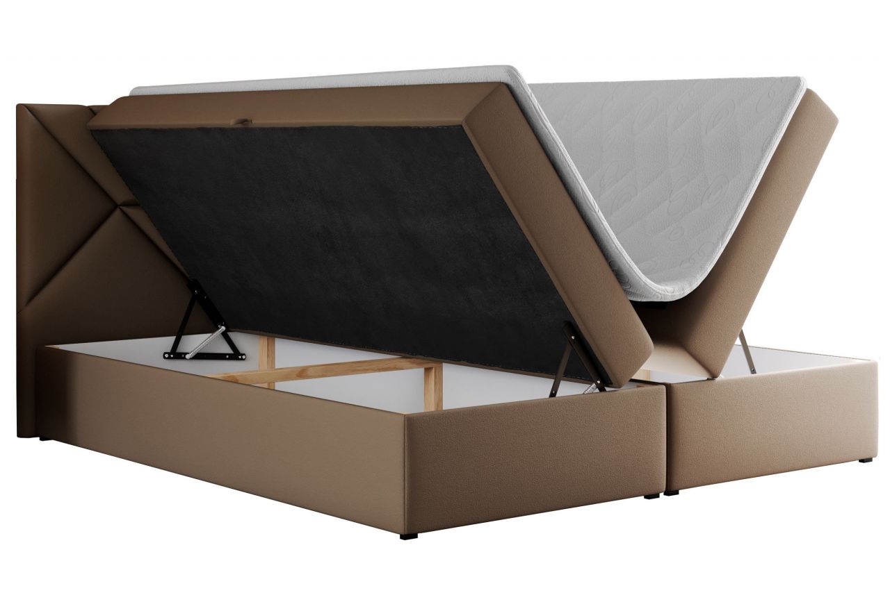 Łóżko kontynentalne NEOMI 160x200 - H4 - brązowy, ekoskóra