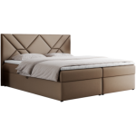 Łóżko kontynentalne NEOMI 180x200 - H4 - brązowy, ekoskóra