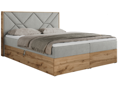 Łóżko kontynentalne GUNAR 120x200 - H3 - jasnoszary, struktura