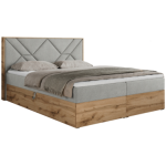 Łóżko kontynentalne GUNAR 160x200 - H3 - jasnoszary, struktura