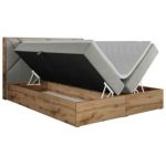 Łóżko kontynentalne GUNAR 200x200 - H3 - jasnoszary, struktura
