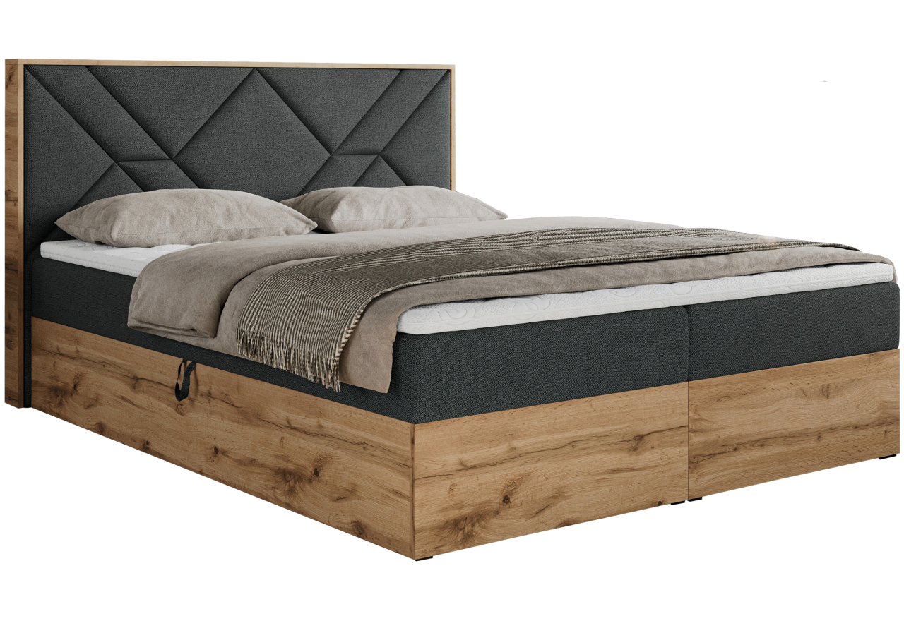 Łóżko kontynentalne GUNAR 140x200 - H3 - ciemnoszary, struktura