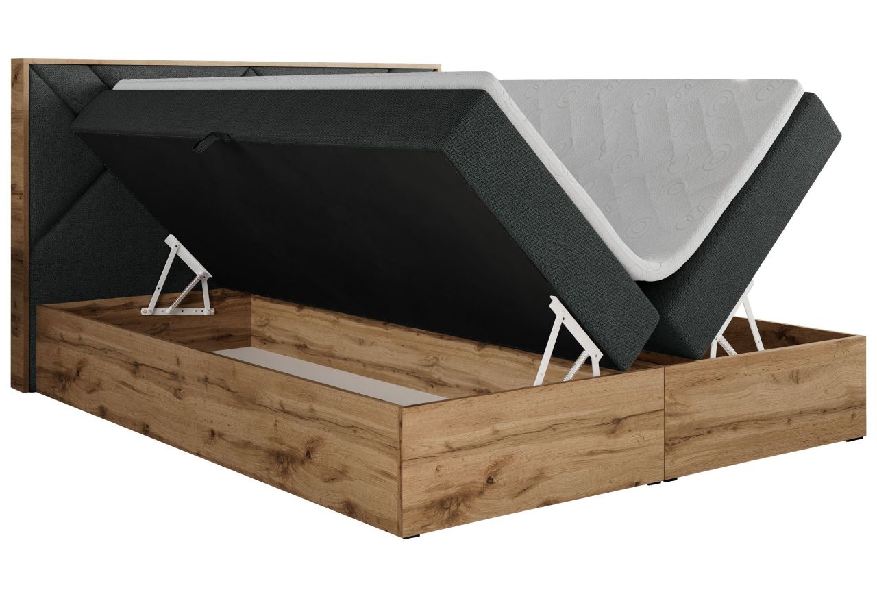 Łóżko kontynentalne GUNAR 140x200 - H3 - ciemnoszary, struktura