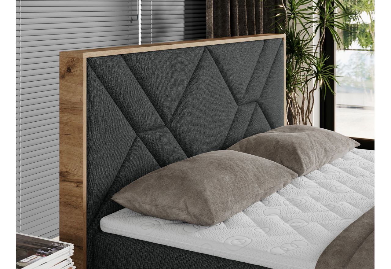 Łóżko kontynentalne GUNAR 160x200 - H3 - ciemnoszary, struktura