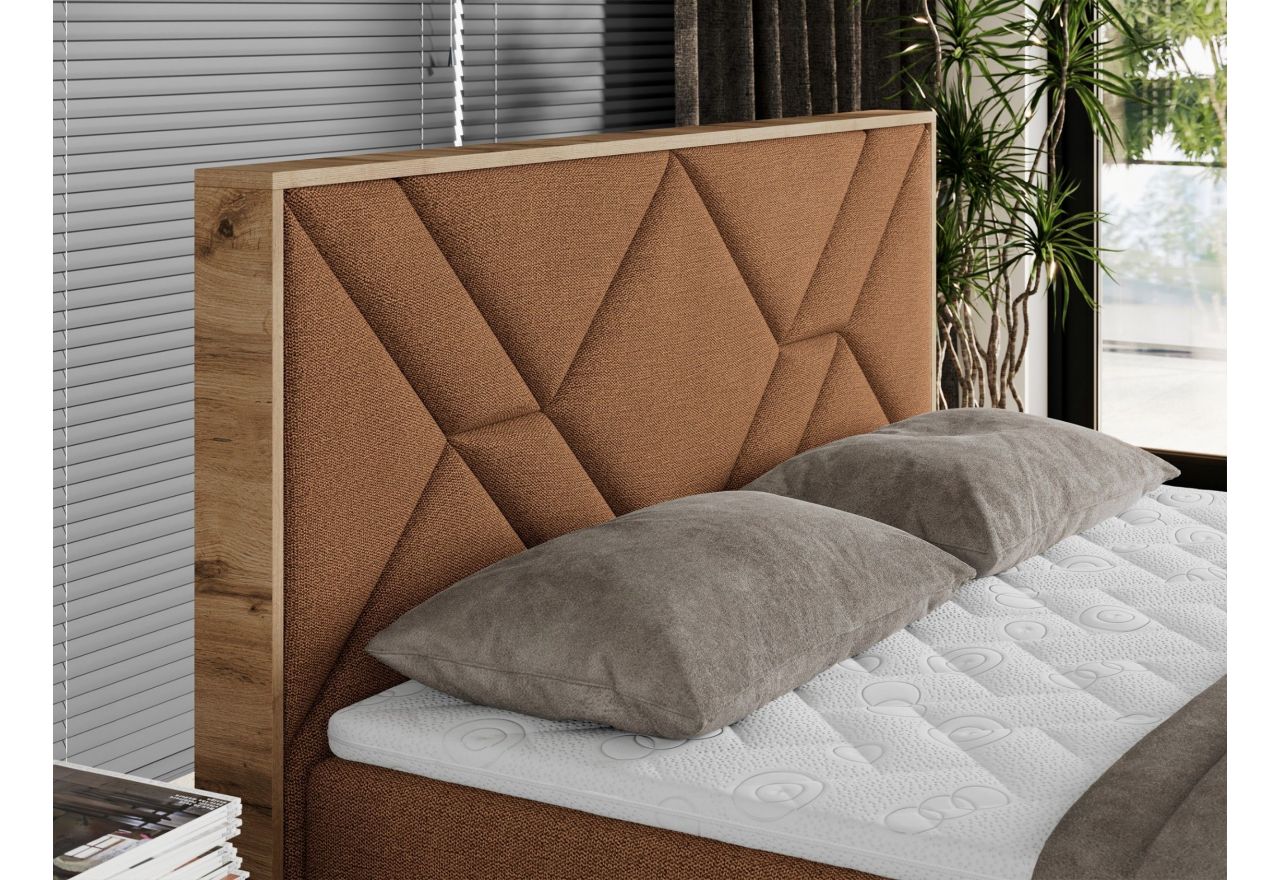 Łóżko kontynentalne GUNAR 120x200 - H3 - pomarańczowy, struktura