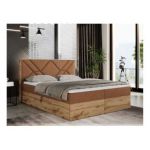 Łóżko kontynentalne GUNAR 160x200 - H3 - pomarańczowy, struktura