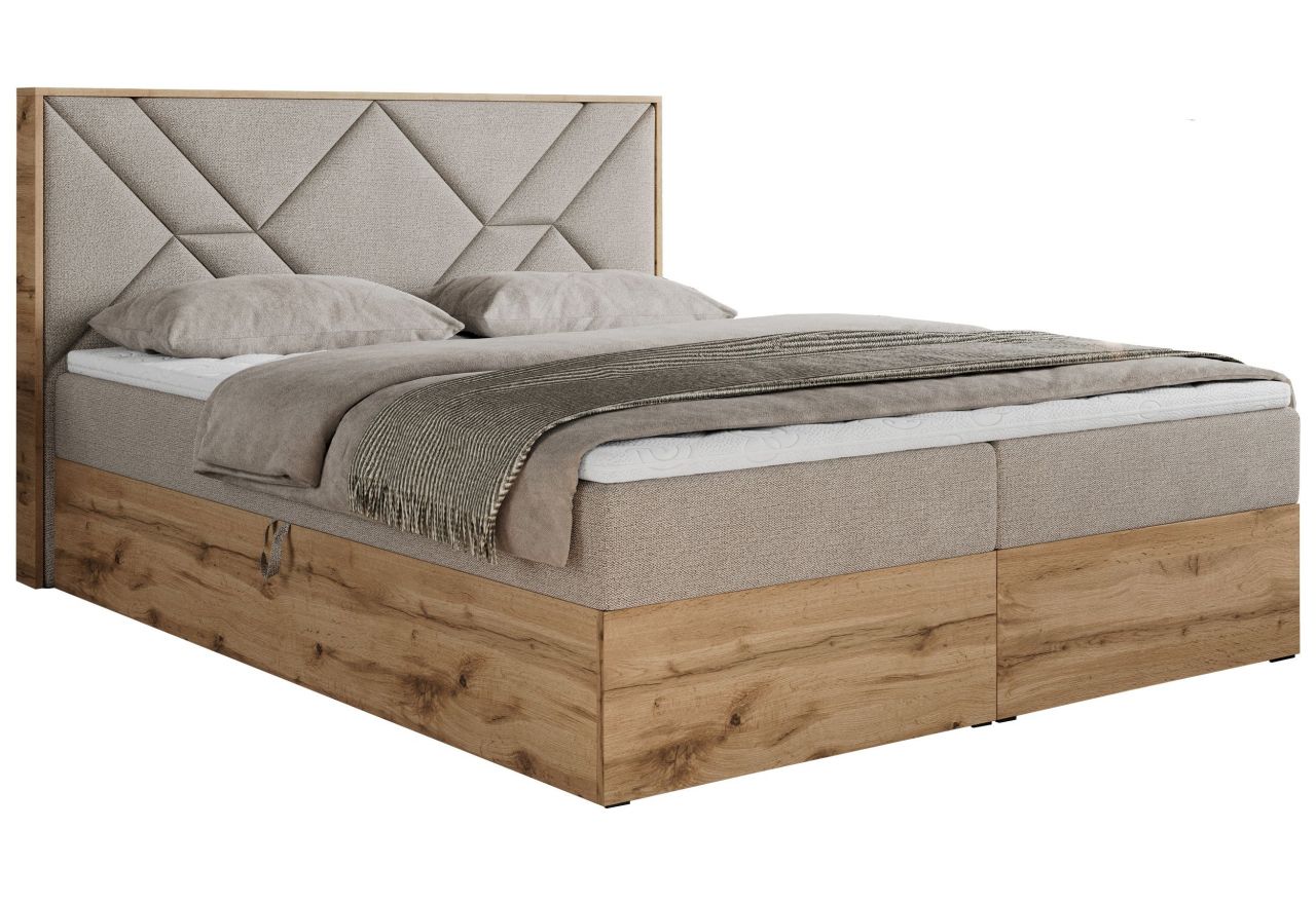 Łóżko kontynentalne GUNAR 120x200 - H3 - beżowy, struktura