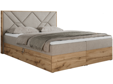 Łóżko kontynentalne GUNAR 160x200 - H3 - beżowy, struktura